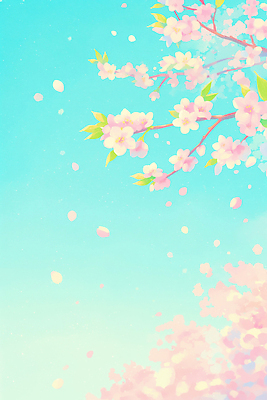 JPG 나무 꽃잎 꽃 컬러 잎 일러스트 자연 하늘 날씨 풍경 봄 벚꽃 대기 벚나무 떨어짐 화사함 만개 뷰티풀 청명 국내일러스트 AI일러스트 AI콘텐츠 식물 계절 컨셉 생태계 파일형식