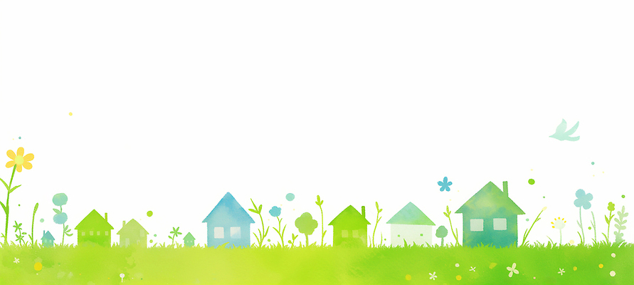 JPG 식물 꽃 감정 컬러 백그라운드 일러스트 자연 하늘 생명 주택 밝음 풍경 초원 초록색 마을 환경 물감 봄 농촌 도시 시원함 국내일러스트 계절 건물 미술도구 시골 생태계 파일형식