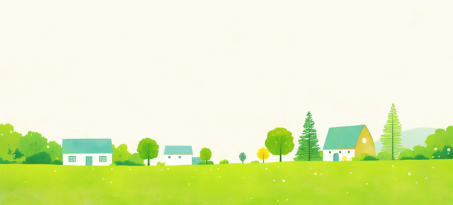 JPG 나무 일러스트 자연 주택 풍경 초원 초록색 여름 파란색 마을 환경 봄 주말 평야 국내일러스트 AI일러스트 AI콘텐츠 식물 계절 컬러 건물 생태계 파일형식