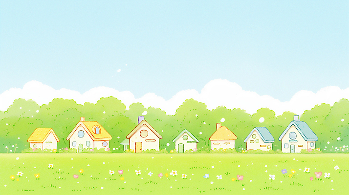 JPG 계절 꽃 감정 컬러 백그라운드 일러스트 자연 하늘 날씨 주택 풍경 잔디 일상 생활 햇빛 마을 정원 봄 그림 풍경화 국내일러스트 AI일러스트 AI콘텐츠 식물 건물 라이프 태양 생태계 파일형식