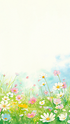 JPG 식물 계절 꽃 컬러 하늘색 백그라운드 꽃밭 일러스트 자연 하늘 생명 바람 풍경 초원 들꽃 부드러움 뷰티풀 국내일러스트 자연요소 날씨 파란색 감각 생태계 파일형식