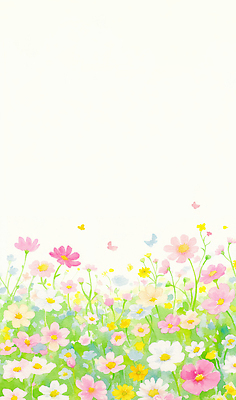 JPG 식물 꽃 분홍색 컬러 곤충 백그라운드 꽃밭 일러스트 자연 풍경 잔디 초원 여름 세계 노란색 봄 들꽃 코스모스 그림 뷰티풀 국내일러스트 동물 계절 생태계 파일형식