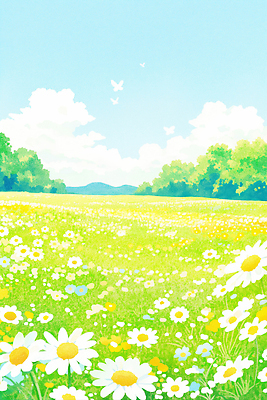 JPG 나무 꽃 화초 백그라운드 꽃밭 일러스트 자연 하늘 바람 산 풍경 초원 초록색 여름 들꽃 화사함 뷰티풀 국내일러스트 자연요소 식물 계절 컬러 컨셉 날씨 생태계 파일형식