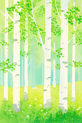 JPG 나무 식물 줄기 백그라운드 잎 일러스트 자연 생명 풍경 초원 초록색 햇빛 평화 환경 공간 숲속 숲 조화 자작나무 깊이 국내일러스트 AI일러스트 AI콘텐츠 컬러 컨셉 태양 생태계 파일형식