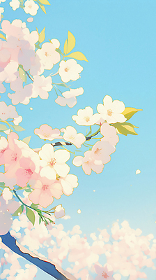 JPG 나무 식물 계절 꽃잎 꽃 컬러 일러스트 모션 자연 하늘 생명 바람 날씨 미소 풍경 파란색 봄 화사함 뷰티풀 국내일러스트 AI일러스트 AI콘텐츠 자연요소 컨셉 표정 생태계 파일형식