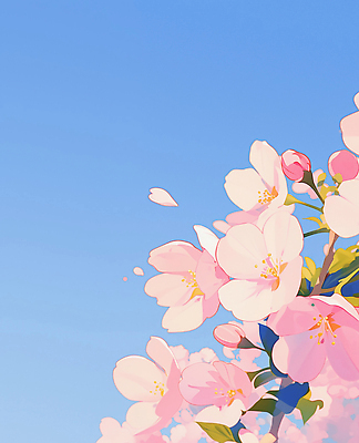 JPG 나무 식물 응시 계절 꽃잎 꽃 분홍색 컬러 일러스트 자연 하늘 생명 바람 풍경 태양 봄 나뭇가지 만개 뷰티풀 흩날리기 국내일러스트 AI일러스트 AI콘텐츠 자연요소 시선 모션 날씨 생태계 파일형식