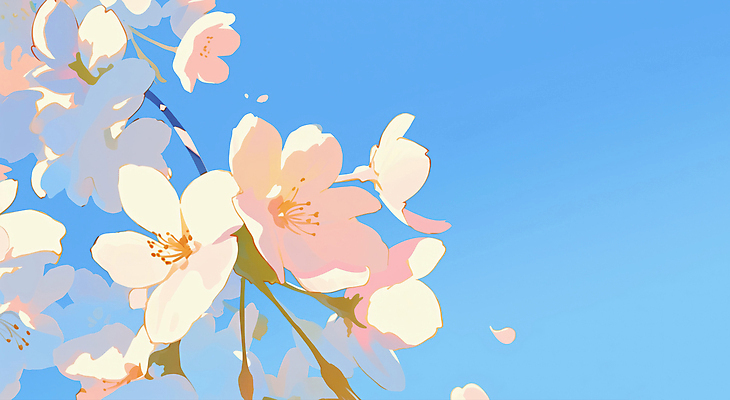 JPG 나무 식물 꽃잎 꽃 분홍색 일러스트 자연 하늘 생명 바람 풍경 파란색 햇빛 노란색 봄 벚꽃 흰색 흔들림 뷰티풀 국내일러스트 AI일러스트 AI콘텐츠 자연요소 계절 컬러 모션 날씨 태양 생태계 파일형식