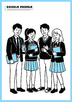 학생 여학생 교육 교복 음료 남학생 일러스트 학교 모션 청소년 대화 책 친구 학습 공책 카페 모임 그룹 복도 소통 국내일러스트 AI파일 옷 여자 남자 컨셉 관계 문구용품 말하기 사람 상점 파일형식 벡터