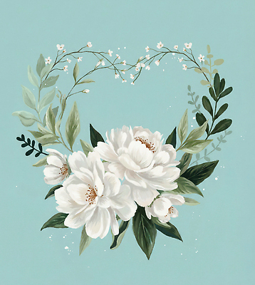 JPG 식물 디자인 꽃 하늘색 백그라운드 잎 일러스트 자연 장식 초록색 여름 화환 흰색 중앙 그림 심플 모음 조화 국내일러스트 AI일러스트 AI콘텐츠 계절 컬러 파란색 생태계 파일형식