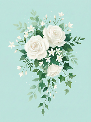 JPG 식물 디자인 꽃 예술 꽃다발 백그라운드 잎 일러스트 자연 장식 파란색 꽃집 그림 화사함 조화 뷰티풀 국내일러스트 AI일러스트 AI콘텐츠 컬러 컨셉 상점 생태계 파일형식