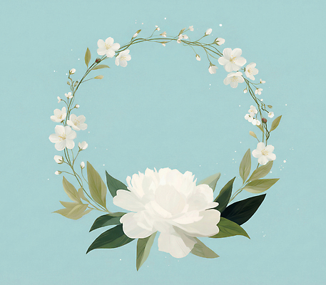 JPG 식물 문양 디자인 꽃 예술 하늘색 백그라운드 잎 일러스트 자연 미술 장식 흰색 원형 관목 심플 뷰티풀 국내일러스트 AI일러스트 AI콘텐츠 도형 나무 컬러 문화예술 파란색 생태계 파일형식