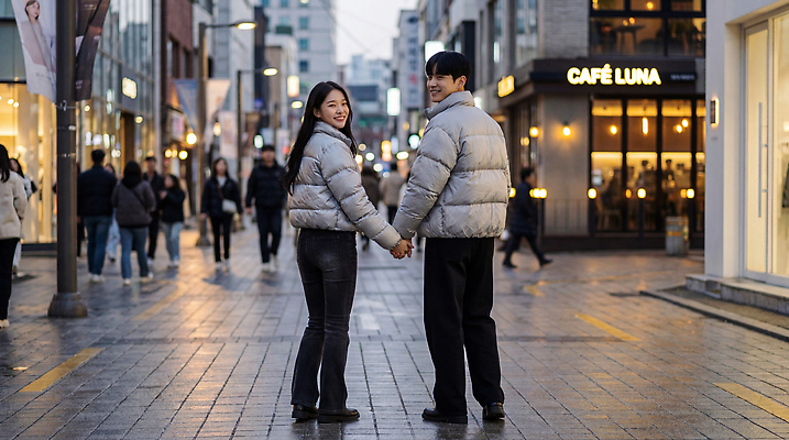 계절 다수 관계 모션 거리 한국 사람 풍경 점퍼 야간 CG 파일형식 서울 커플 손잡기 걷기 저녁 빛 여러명 쇼핑 데이트 여행 거리풍경 도시 겨울 편집이미지 편집실사 JPG 의료성형뷰티 패딩