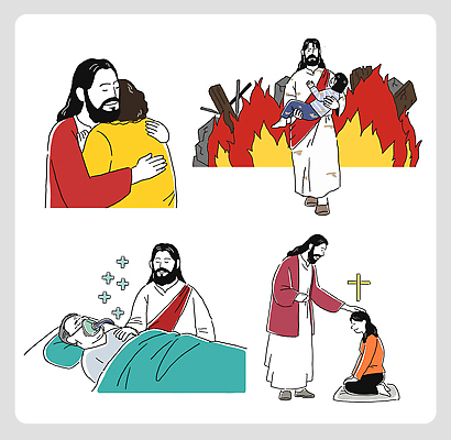 감정 종교 일러스트 사랑 사람 믿음 희망 기도 도움 체험 예수 사건 기적 제자 위로 어려움 치유 국내일러스트 AI파일 컨셉 신_종교 파일형식 벡터