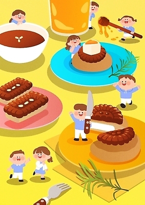 식기 감정 음식 다수 디저트 표정 사람 전통음식 파일형식 벡터 약과 식사 여러명 모션 준비 나누기 접시 다양 즐거움 웃음 요리 선물 컬러 도시락 케이크 일러스트 국내일러스트 AI파일 유행