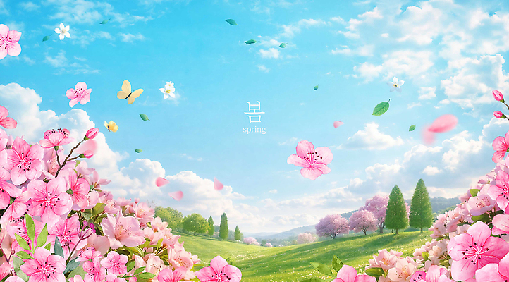 PSD 나무 편집이미지 꽃잎 꽃 나비 자연 날씨 나뭇잎 풍경 잔디 봄 벚꽃 풍경화 이미지편집 식물 계절 곤충 잎 그림 생태계 파일형식