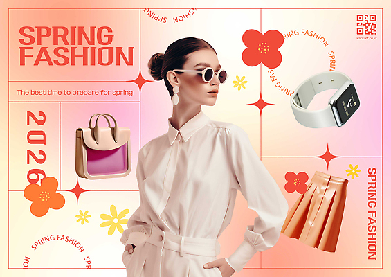 PSD 모델 편집이미지 디자인 옷 패션 시계 컬러 가방 장신구 유행 봄 준비 코디 스타일 2026년 이미지편집 잡화 계절 연도 파일형식