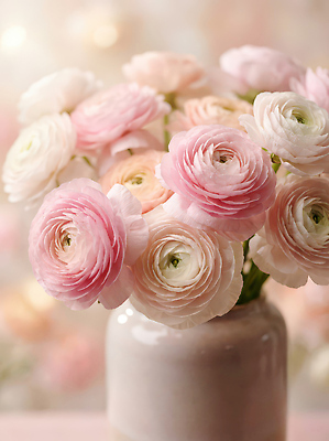 JPG 식물 편집이미지 디자인 꽃 컬러 자연 탁자 조명 실내 사랑 장식 정원 꽃병 조직 라넌큘러스 뷰티풀 생화 편집실사 AI포토 AI콘텐츠 감정 가구 내부 CG 생태계 파일형식