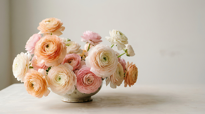 JPG 식물 편집이미지 꽃 컬러 꽃다발 자연 탁자 실내 장식 햇빛 꽃병 조화 라넌큘러스 뷰티풀 오후 편집실사 AI포토 AI콘텐츠 가구 내부 태양 CG 생태계 파일형식