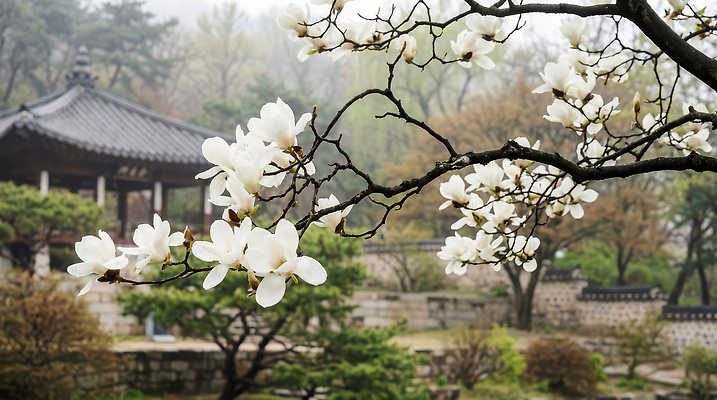 JPG 나무 식물 편집이미지 공원 꽃 고건축 자연 한국 풍경 정원 봄 목련 흐림 편집실사 AI포토 AI콘텐츠 건축물 계절 공공시설 아시아 날씨 CG 생태계 파일형식