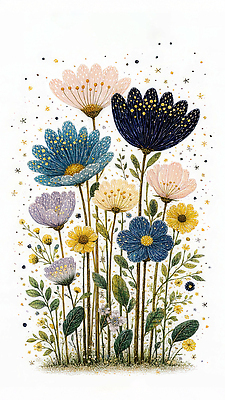 JPG 식물 꽃잎 꽃 별 줄기 컬러 꽃다발 백그라운드 일러스트 자연 생명 여름 정원 이미지 조화 뷰티풀 색감 자태 국내일러스트 AI일러스트 AI콘텐츠 자연요소 계절 생태계 파일형식