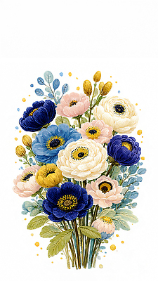 JPG 식물 디자인 꽃잎 꽃 예술 컬러 꽃다발 백그라운드 잎 일러스트 자연 수채화 센터 그림 원예 조화 뷰티풀 국내일러스트 AI일러스트 AI콘텐츠 취미 생태계 파일형식