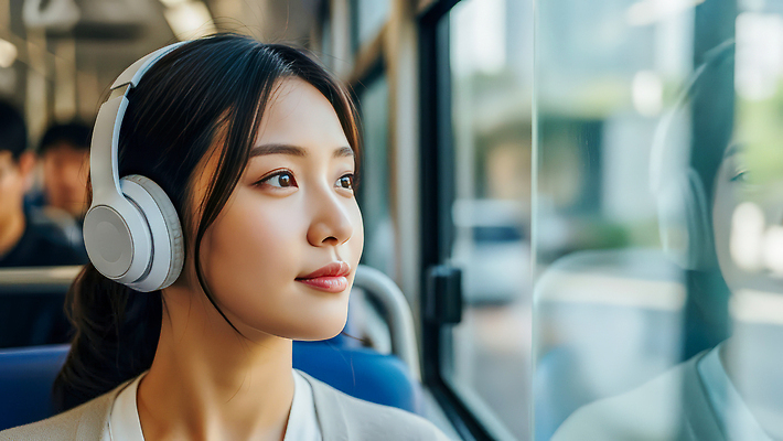 JPG 편집이미지 여자 음악 여행 교통 이동 생각 버스 일상 헤드폰 도시 집중 승객 소음 창밖 느림 의료성형뷰티 편집실사 AI인물포토 AI콘텐츠 육상교통 음향기기 컨셉 창문 문화예술 대중교통 사람 라이프 소리 CG 파일형식 AI포토