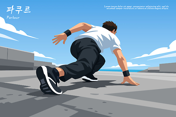 남자 운동화 일러스트 모션 바람 거리 건물 달리기 운동 환경 점프 자유 도전 도시 역동적 고층 파쿠르 국내일러스트 AI파일 자연요소 건축물 스포츠 신발 컨셉 날씨 건강 사람 파일형식 벡터