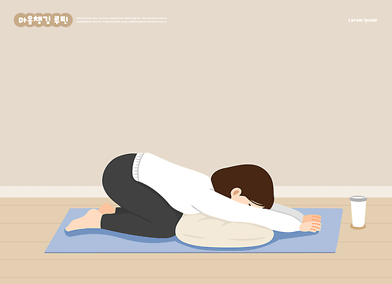 여자 포즈 쿠션 신체 일러스트 요가 모션 주택 실내 건강 일상 운동 스트레칭 매트 마음 호흡 편안함 집중 연습 힐링 일어나기 국내일러스트 AI파일 웰빙 컨셉 사람 내부 건물 라이프 감각 파일형식 벡터