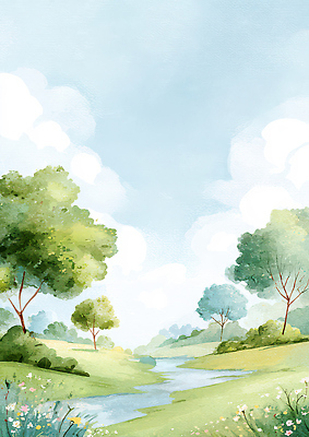 식물 계절 컬러 라이프 강 태양 생태계 파일형식 계곡 나무 하늘 자연 풍경 초원 여름 일상 조경 파란색 언덕 햇빛 거리 개울 JPG 국내일러스트 일러스트