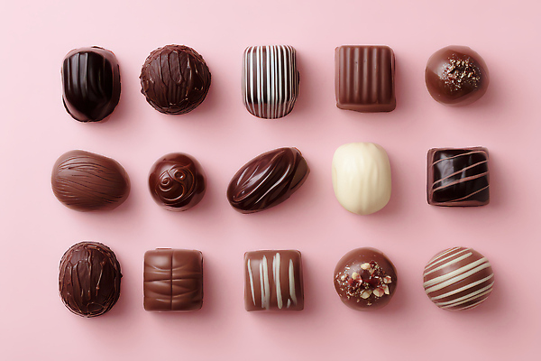 JPG 모양 편집이미지 디자인 음식 분홍색 컬러 백그라운드 디저트 발렌타인데이 종류 선물 초콜릿 달콤 즐거움 일렬 먹거리 편집실사 AI포토 AI콘텐츠 감정 데이이벤트 맛 CG 파일형식