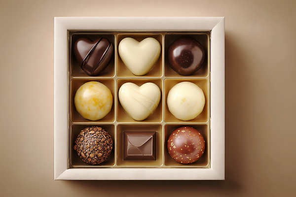 JPG 모양 편집이미지 컬러 디저트 발렌타인데이 종류 선물 상자 초콜릿 식사 달콤 맛 즐거움 일렬 편리함 핸드메이드 편집실사 AI포토 AI콘텐츠 감정 음식 컨셉 데이이벤트 CG 파일형식