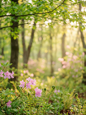 JPG 나무 편집이미지 꽃 분홍색 자연 아침 초록색 여름 햇빛 환경 봄 등산 산책로 숲 생태계 편집실사 AI포토 AI콘텐츠 주간 식물 계절 길 컬러 태양 트래킹 CG 파일형식