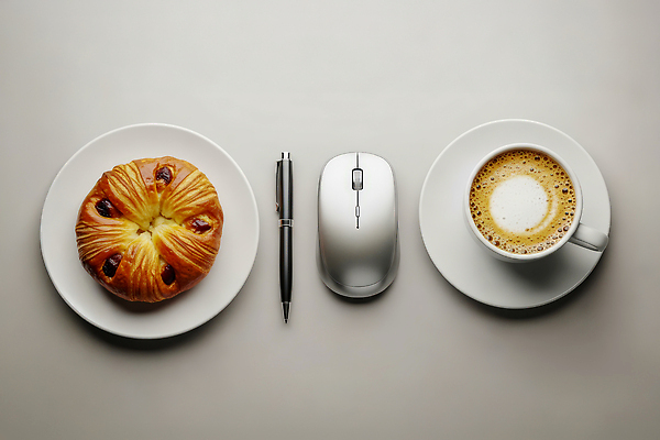 JPG 편집이미지 커피 음료 음식 아침 휴식 디저트 사무실 펜 마우스 작업 크루아상 책상 오후 편집실사 AI포토 AI콘텐츠 주간 빵 가구 컨셉 비즈니스 필기구 컴퓨터용품 CG 파일형식