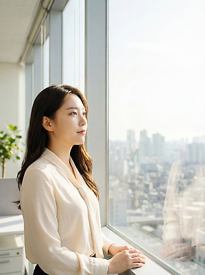 건축물 여자 컨셉 회사 비즈니스 모션 사람 라이프 직장인 CG 파일형식 AI포토 사무실 창문 도시 풍경 일상 하늘 건물 집중 생각 관찰 시선 직장 편집이미지 편집실사 JPG 의료성형뷰티 비즈니스우먼 AI콘텐츠 AI인물포토