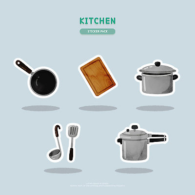 생활용품 주방용품 솥 파일형식 벡터 주방 도구 스티커 냄비 도마 국자 뒤지개 요리 디자인 패키지 가정 식사 음식 일러스트 국내일러스트 AI파일