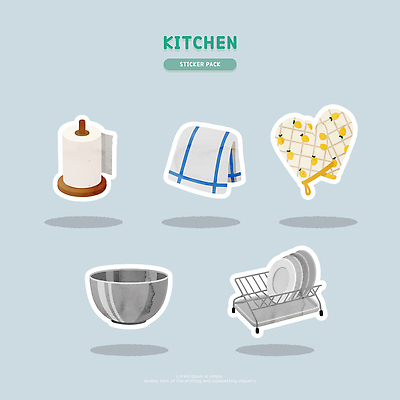 식기 생활용품 3 위생용품 화장품 건조대 파일형식 벡터 주방 스티커 디자인 수건 요리 그릇 식기건조대 컬러 모양 팩 주방용품 정리 음식 세척 일러스트 국내일러스트 AI파일