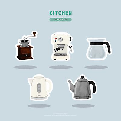 커피 음료 생활용품 재질 주방용품 휴식 에너지 커피용품 파일형식 벡터 주방 스티커 그라인더 에스프레소 드리퍼 유리 주전자 전기에너지 도구 디자인 패키지 음식 티타임 일러스트 국내일러스트 AI파일