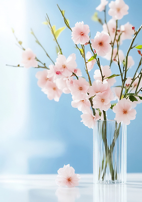 JPG 식물 편집이미지 디자인 꽃 분홍색 꽃다발 백그라운드 자연 유리병 실내 장식 파란색 봄 벚꽃 이젤 화사함 뷰티풀 편집실사 AI컴퓨터그래픽 AI콘텐츠 계절 컬러 컨셉 병_용기 내부 미술도구 CG 생태계 파일형식