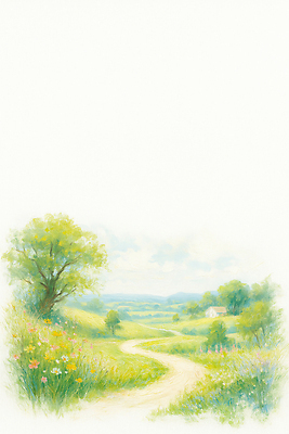 JPG 나무 식물 꽃 길 컬러 꽃밭 일러스트 자연 하늘 풍경 초원 라이프 여름 파란색 태양 평화 봄 공백 언덕 그림 향기 풍경화 국내일러스트 AI일러스트 AI콘텐츠 자연요소 계절 컨셉 생활 생태계 냄새 파일형식