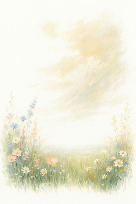 JPG 나무 꽃 컬러 꽃밭 일러스트 자연 하늘 생명 바람 풍경 잔디 초원 야외 여름 햇빛 노을 환경 봄 시골 국내일러스트 AI일러스트 AI콘텐츠 자연요소 식물 계절 날씨 태양 생태계 파일형식