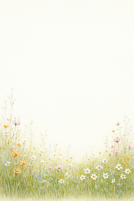 JPG 식물 꽃 여유 분홍색 꽃밭 일러스트 자연 풍경 초원 초록색 여름 햇빛 노란색 봄 성장 평야 국내일러스트 AI일러스트 AI콘텐츠 계절 감정 컬러 태양 생태계 파일형식