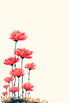 JPG 식물 디자인 꽃 예술 컬러 백그라운드 일러스트 자연 생명 봄 공백 나란히 뷰티풀 색채 국내일러스트 AI일러스트 AI콘텐츠 계절 생태계 파일형식