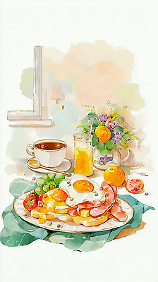 주간 음료 가구 탁자 돼지고기 알 식사 과일주스 파일형식 아침식사 커피 오렌지주스 과일 계란 베이컨 요리 창문 조명 음식 아침 채소 브런치 식탁 국내일러스트 일러스트 JPG