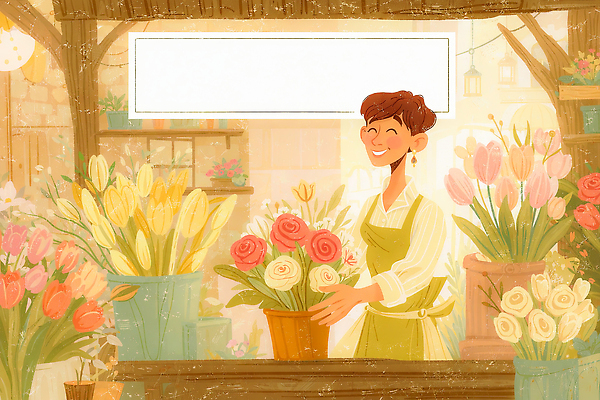 JPG 식물 꽃 화분 화초 컬러 일러스트 웃음 사람 일상 환경 상점 봄 작업 배열 꽃집 고객 오브젝트 서비스 정리 화사함 조화 국내일러스트 AI일러스트 AI콘텐츠 계절 컨셉 표정 라이프 파일형식