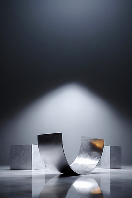 JPG 모양 편집이미지 디자인 예술 조각 조명 실내 반사 금속 공간 소재 기하학 이미지편집 AI컴퓨터그래픽 AI콘텐츠 무늬 재질 내부 파일형식