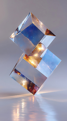 JPG 모양 편집이미지 디자인 예술 하늘색 조명 빛 반사 블록 공간 크리스탈 입체 오브젝트 장면 반투명 이미지편집 AI컴퓨터그래픽 AI콘텐츠 파란색 광석 파일형식