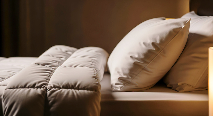 JPG 편집이미지 디자인 베개 침구 집안 휴식 조명 따뜻함 인테리어 공간 침실 이불 방 침대 수면 편안함 편집실사 AI포토 AI콘텐츠 가구 컨셉 실내 물 감각 CG 파일형식