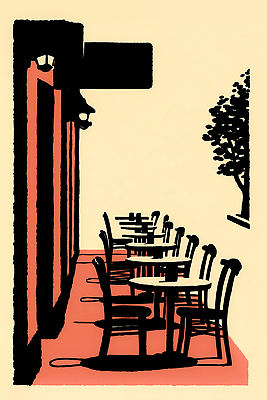 JPG 나무 디자인 의자 일러스트 탁자 거리 사람 앉기 풍경 야외 일상 여름 햇빛 봄 카페 발코니 대기 그림 브런치 조용 국내일러스트 AI일러스트 AI콘텐츠 식물 계절 가구 모션 라이프 태양 상점 식사 파일형식