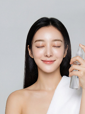 JPG 편집이미지 여자 감정 얼굴 미소 수건 화장 촬영 화장품 뿌리기 스프레이 스킨케어 뷰티풀 의료성형뷰티 브이로그 수분_꽃가루 편집실사 AI인물포토 AI콘텐츠 라이프스타일 모션 표정 사람 신체부위 위생용품 뷰티 CG 동영상 파일형식 AI포토