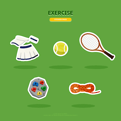 옷 줄 스포츠용품 컨셉 하의 건강 운동 구기 등산 파일형식 벡터 테니스 라켓 공 치마 스티커 암벽등반 장비 밧줄 스포츠 액티비티 헬스 운동복 연습 경쟁 취미 레저 체육 야외 일러스트 국내일러스트 AI파일